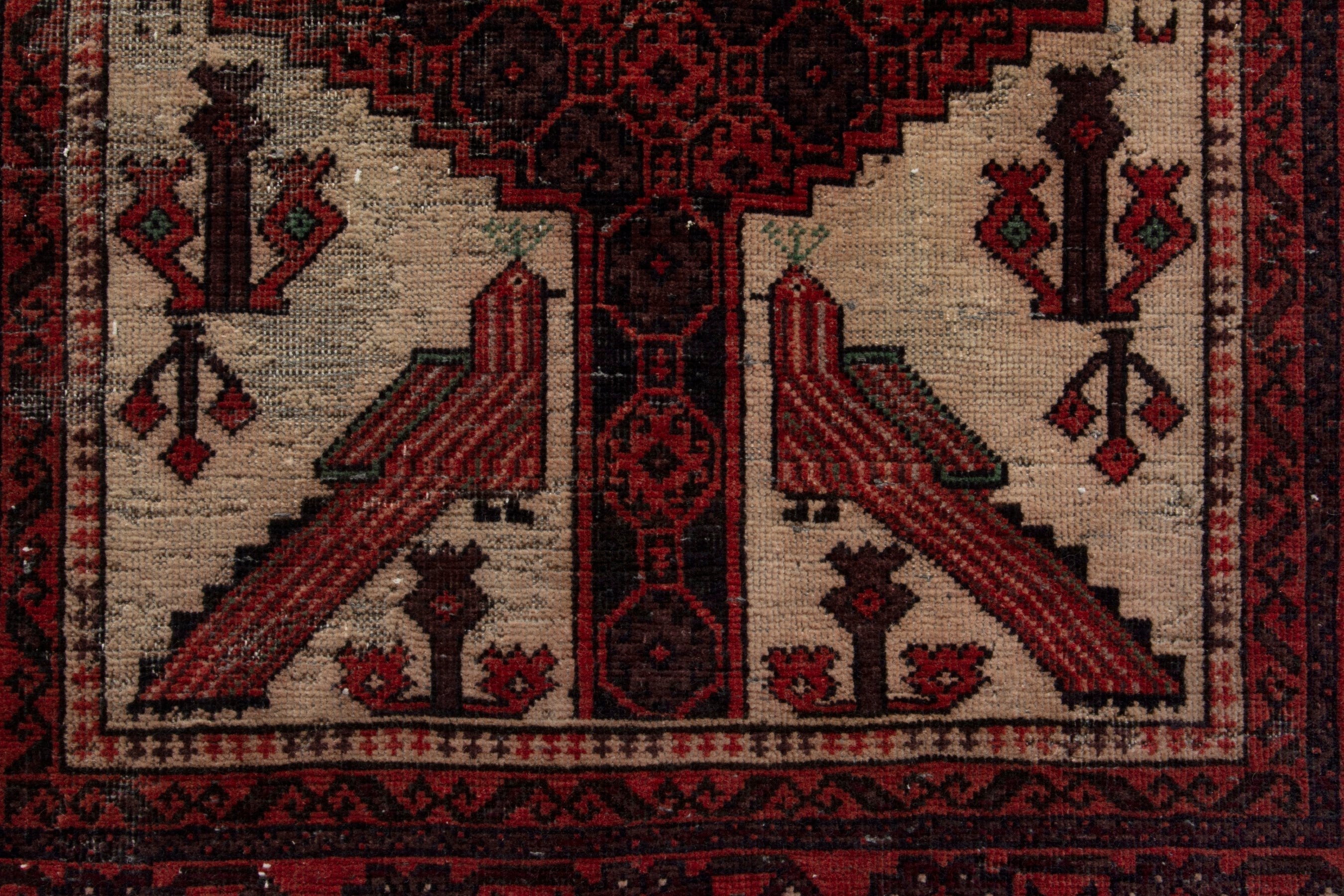 Persian Baluch runner rug in burgundy and deep red, view 13 of 18