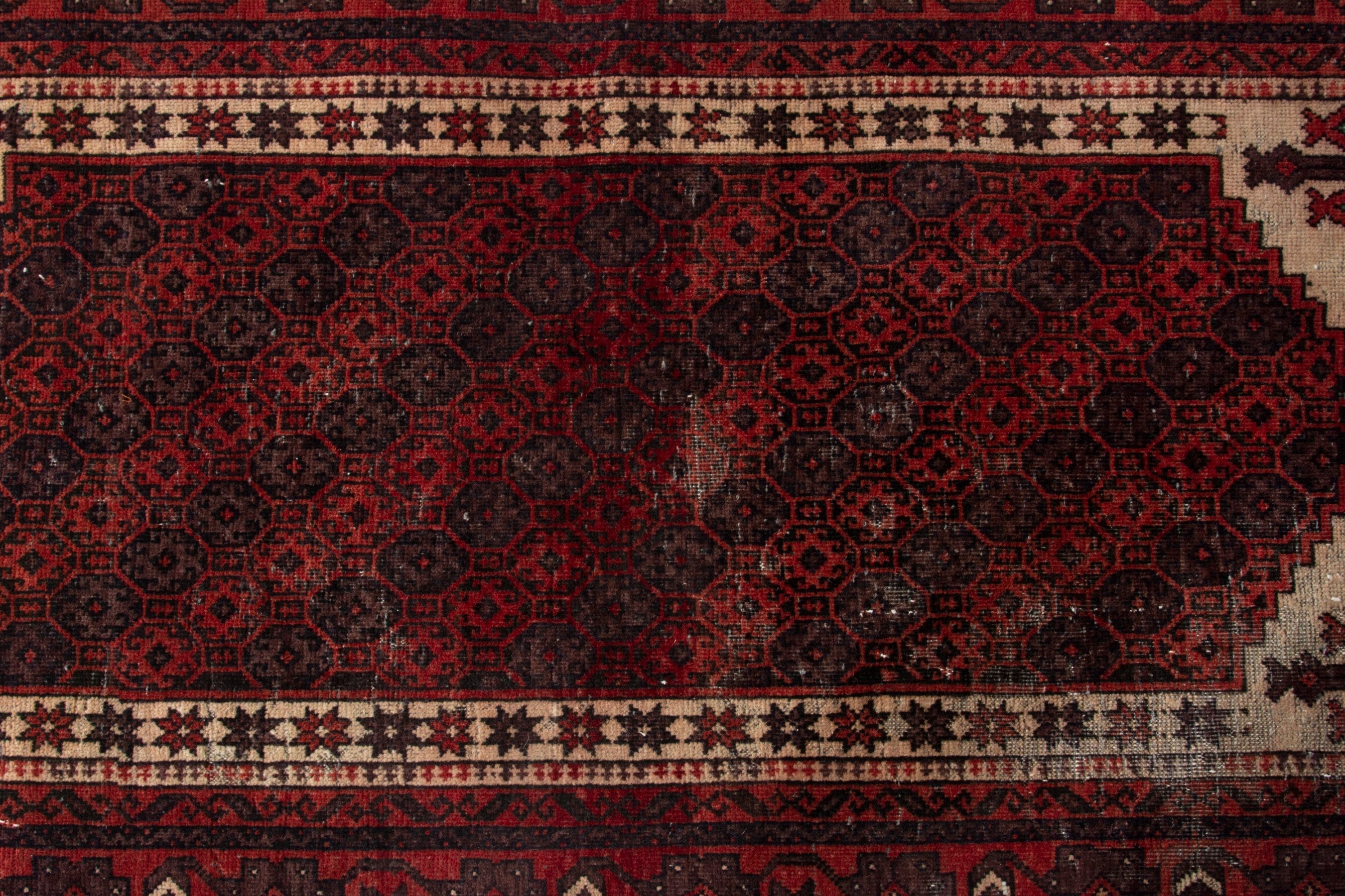 Persian Baluch runner rug in burgundy and deep red, view 11 of 18