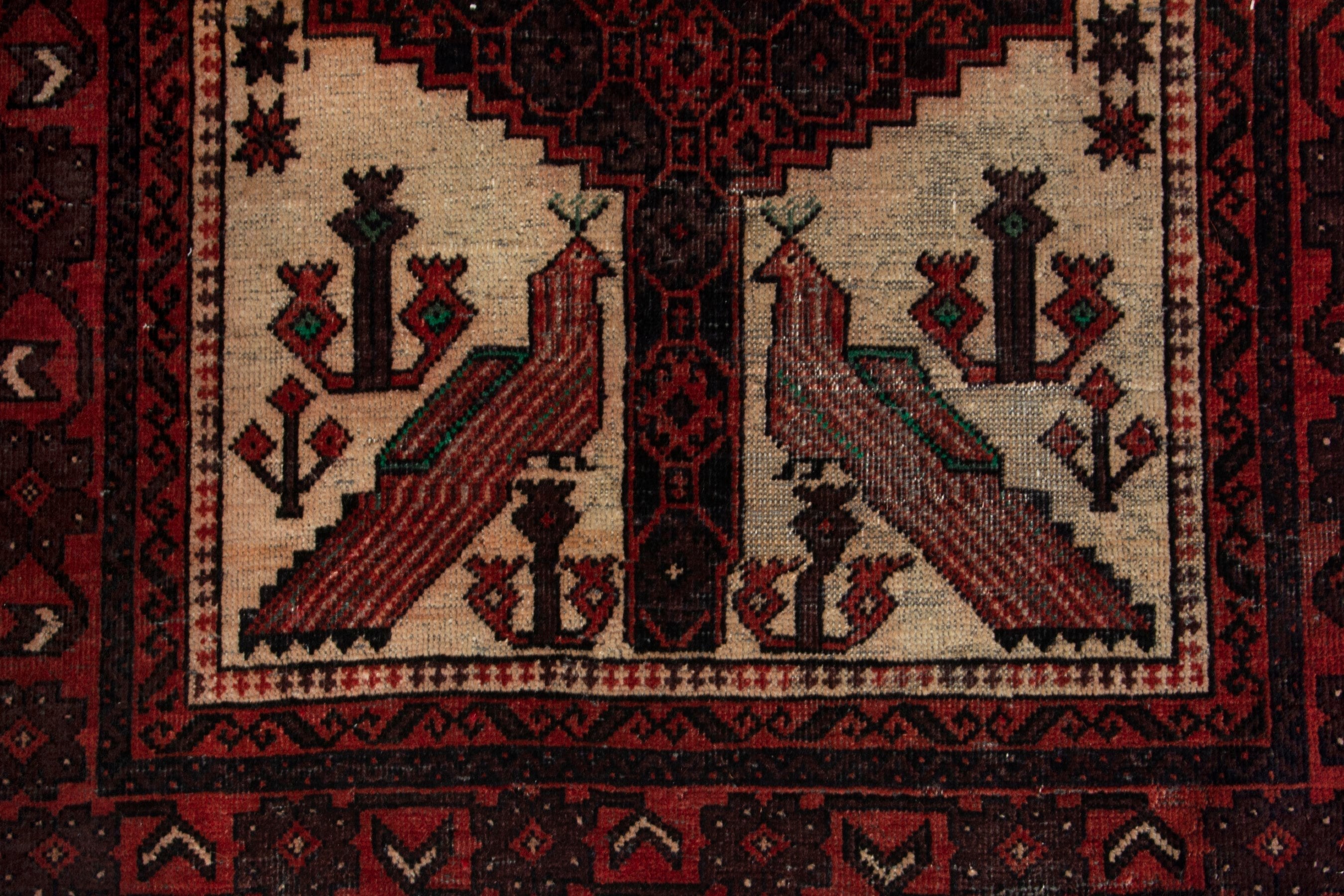 Persian Baluch runner rug in burgundy and deep red, view 14 of 18