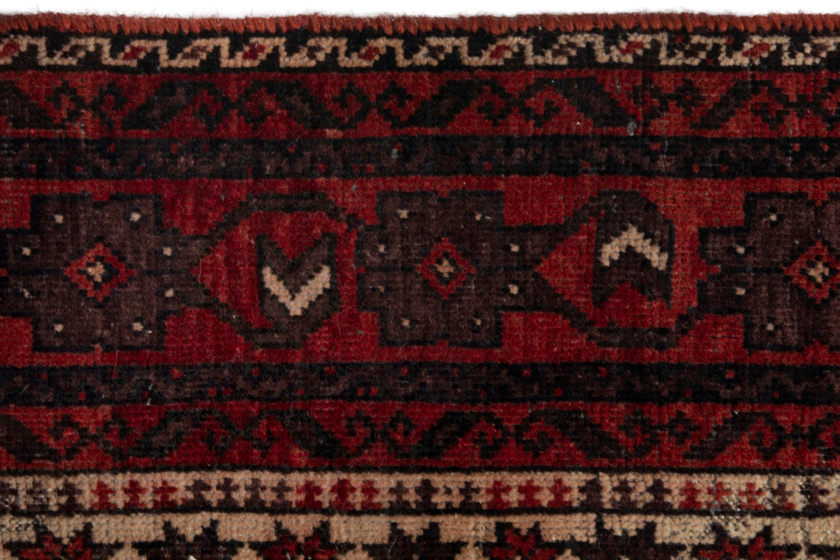 Persian Baluch runner rug in burgundy and deep red, view 12 of 18