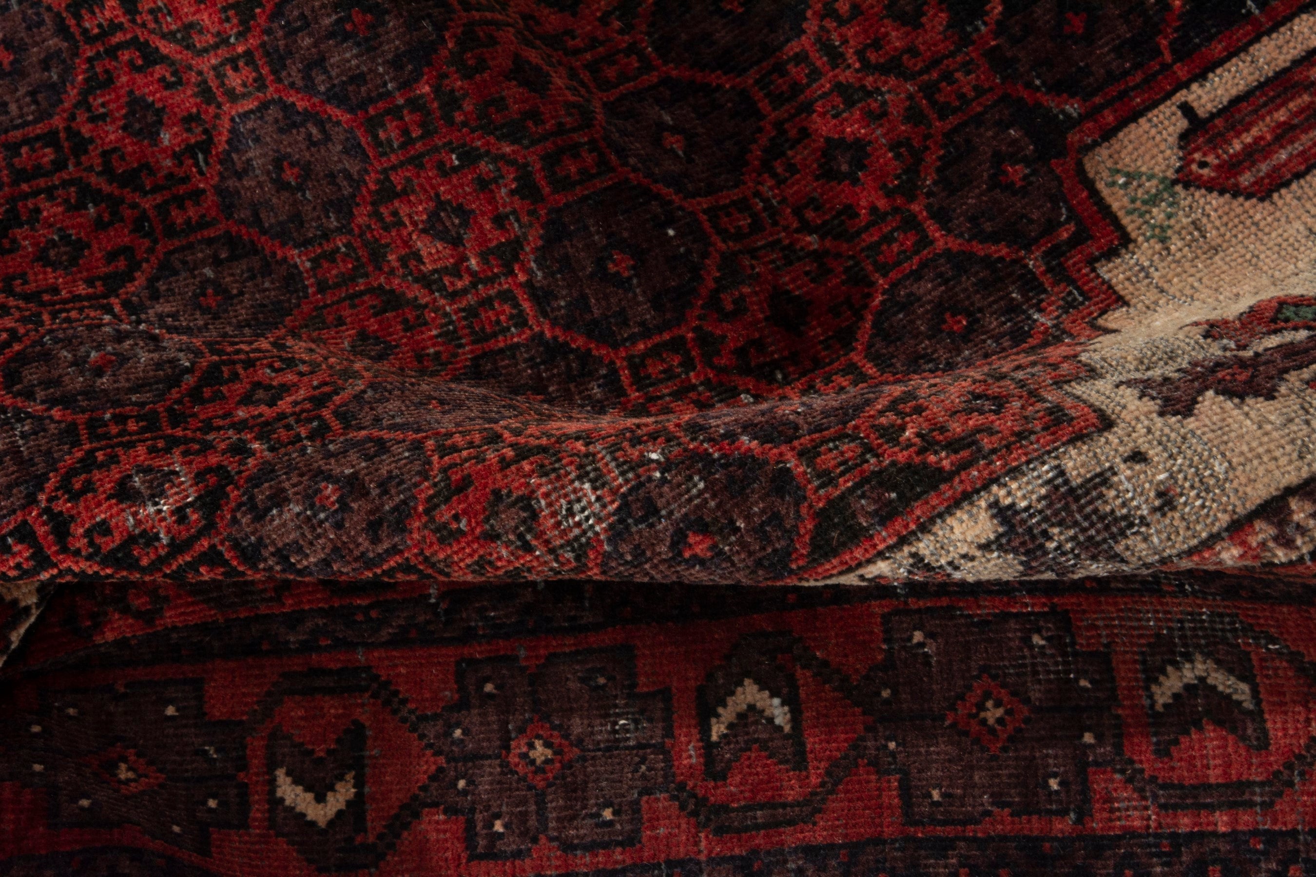 Persian Baluch runner rug in burgundy and deep red, view 17 of 18
