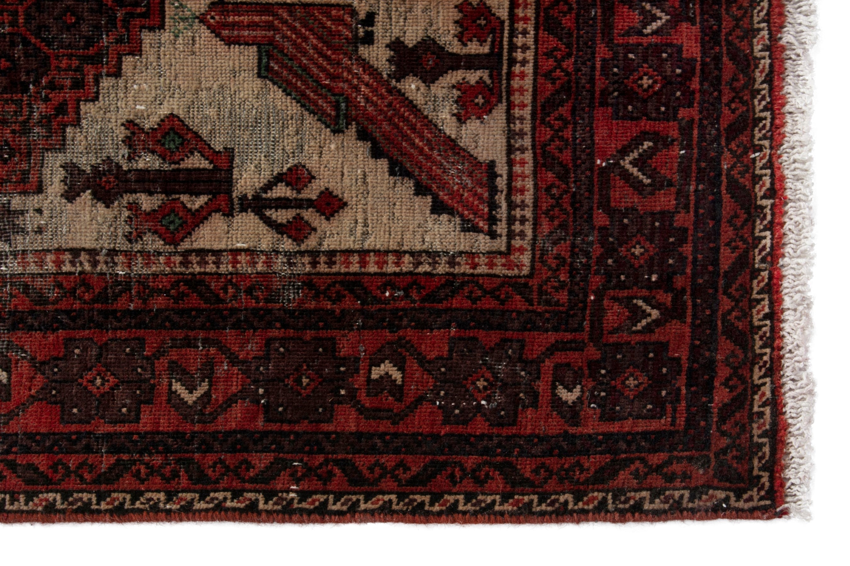 Persian Baluch runner rug in burgundy and deep red, view 10 of 18