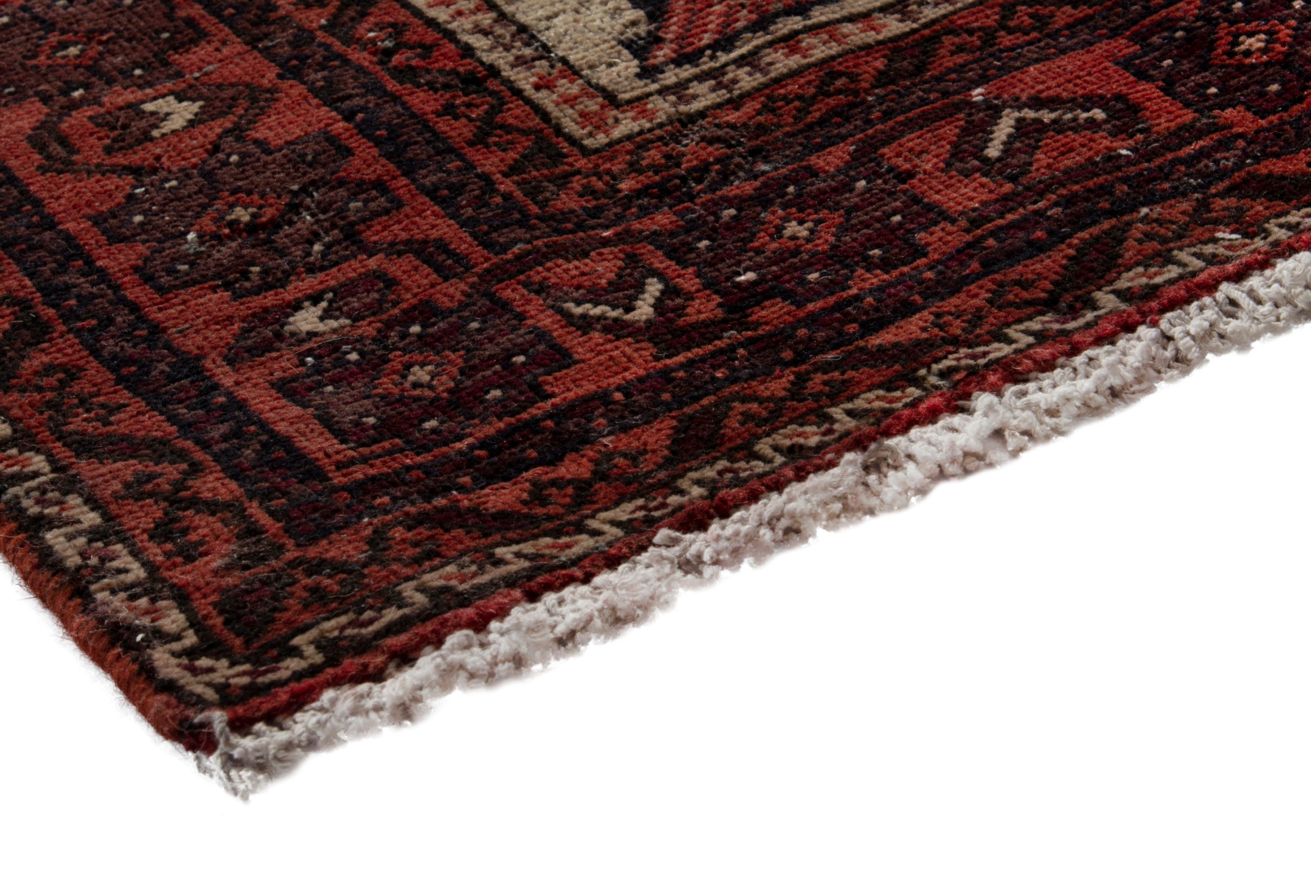 Persian Baluch runner rug in burgundy and deep red, view 4 of 18