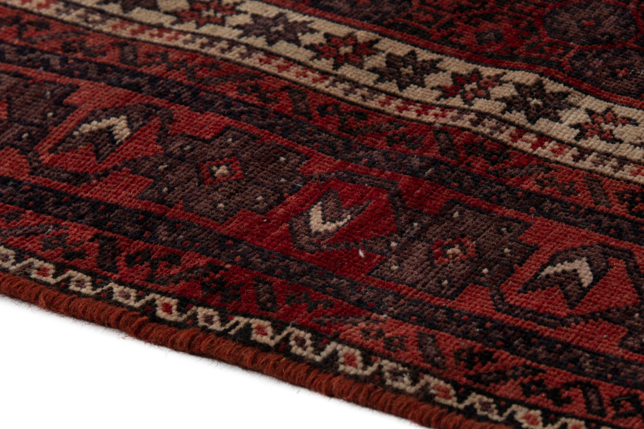 Persian Baluch runner rug in burgundy and deep red, view 6 of 18