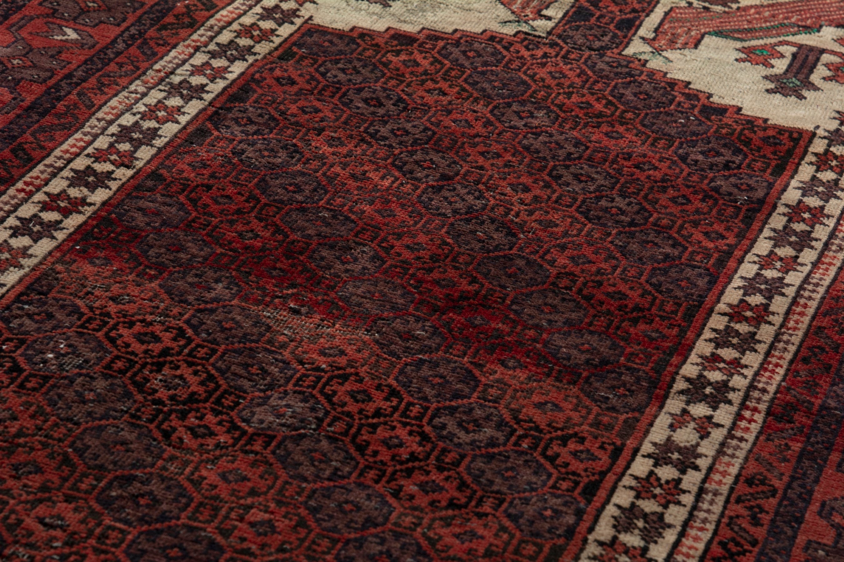 Persian Baluch runner rug in burgundy and deep red, view 8 of 18