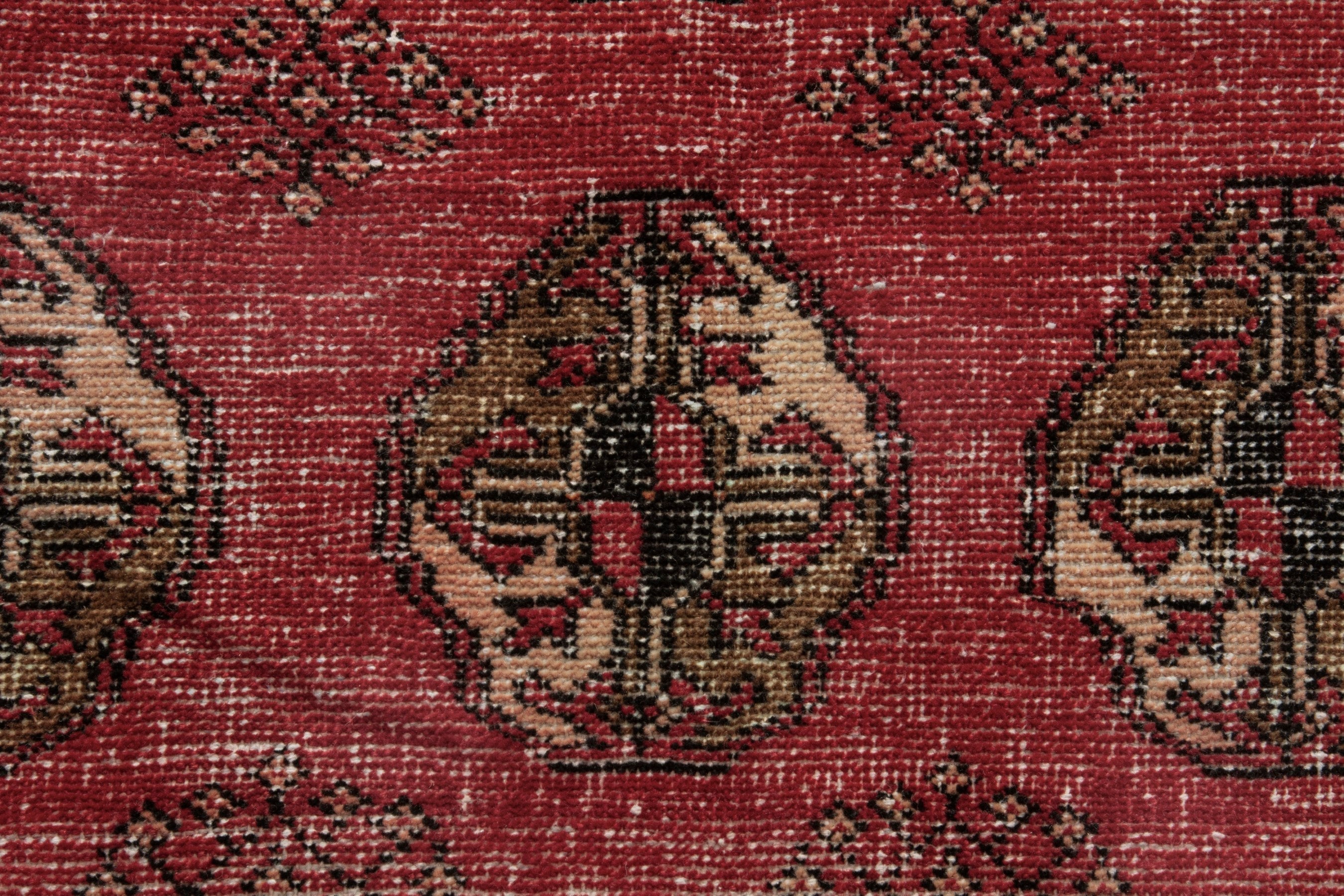Persian Torkaman accent rug in deep red and antique gold, view 10 of 18