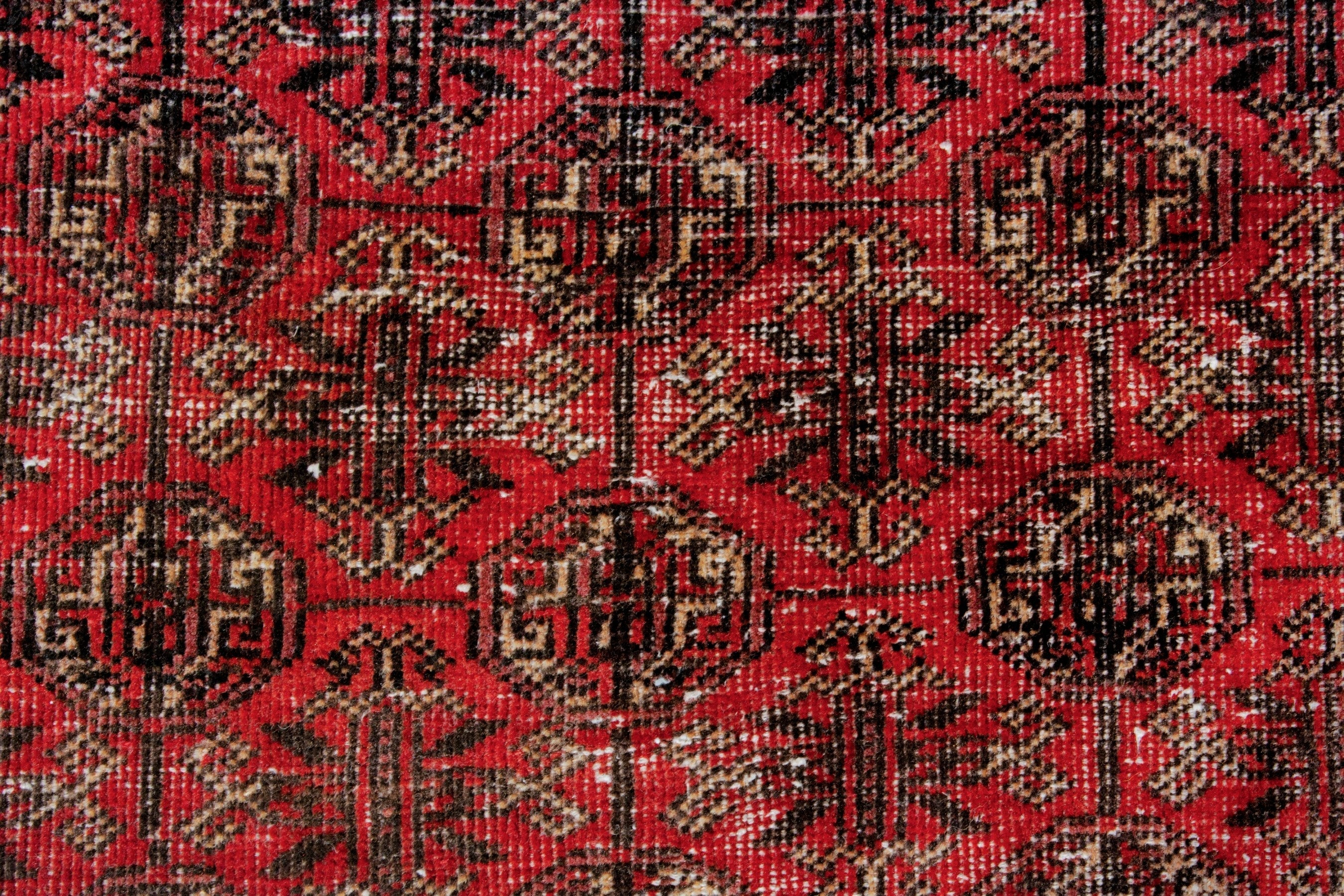 Persian Baluch accent rug in burgundy and faded red, view 11 of 18