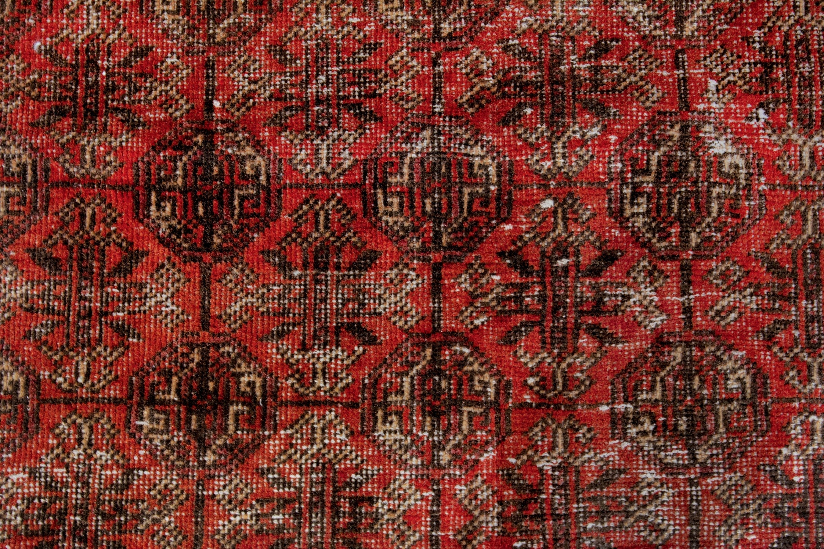 Persian Baluch accent rug in burgundy and faded red, view 12 of 18