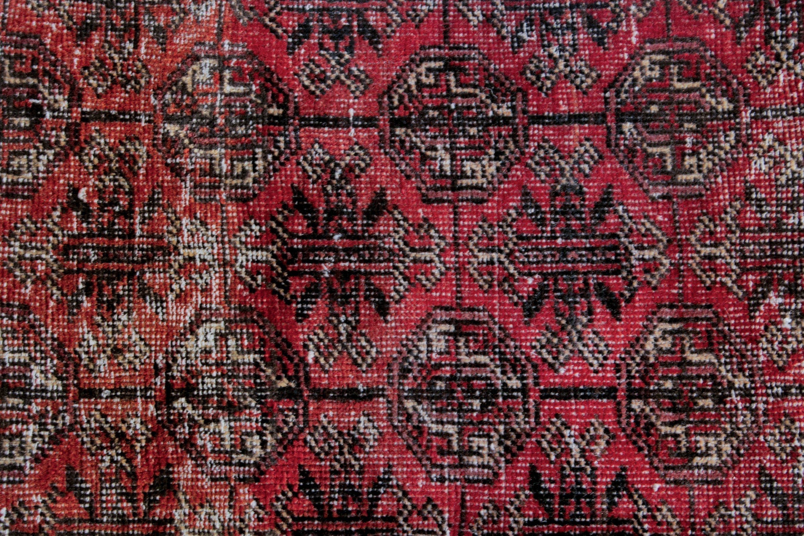 Persian Baluch accent rug in burgundy and faded red, view 13 of 18