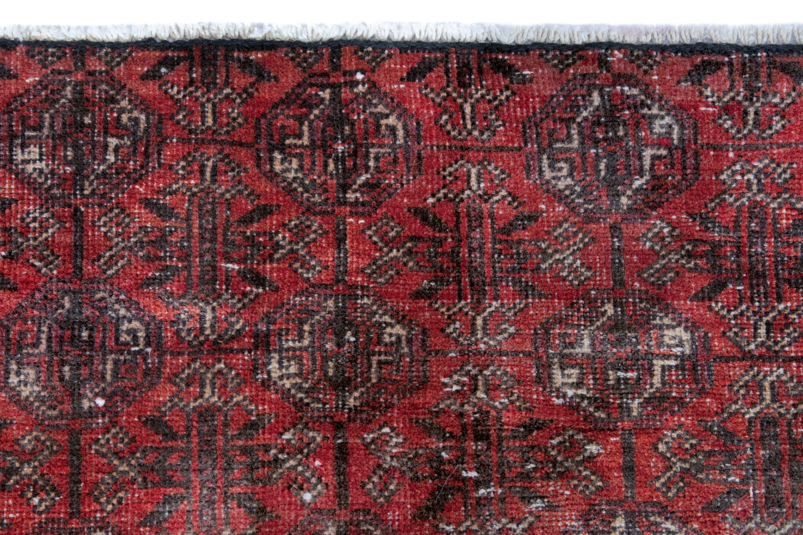 Persian Baluch accent rug in burgundy and faded red, view 14 of 18