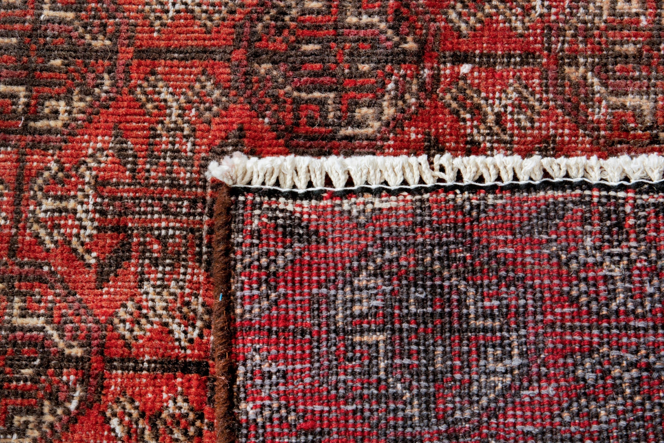 Persian Baluch accent rug in burgundy and faded red, view 18 of 18