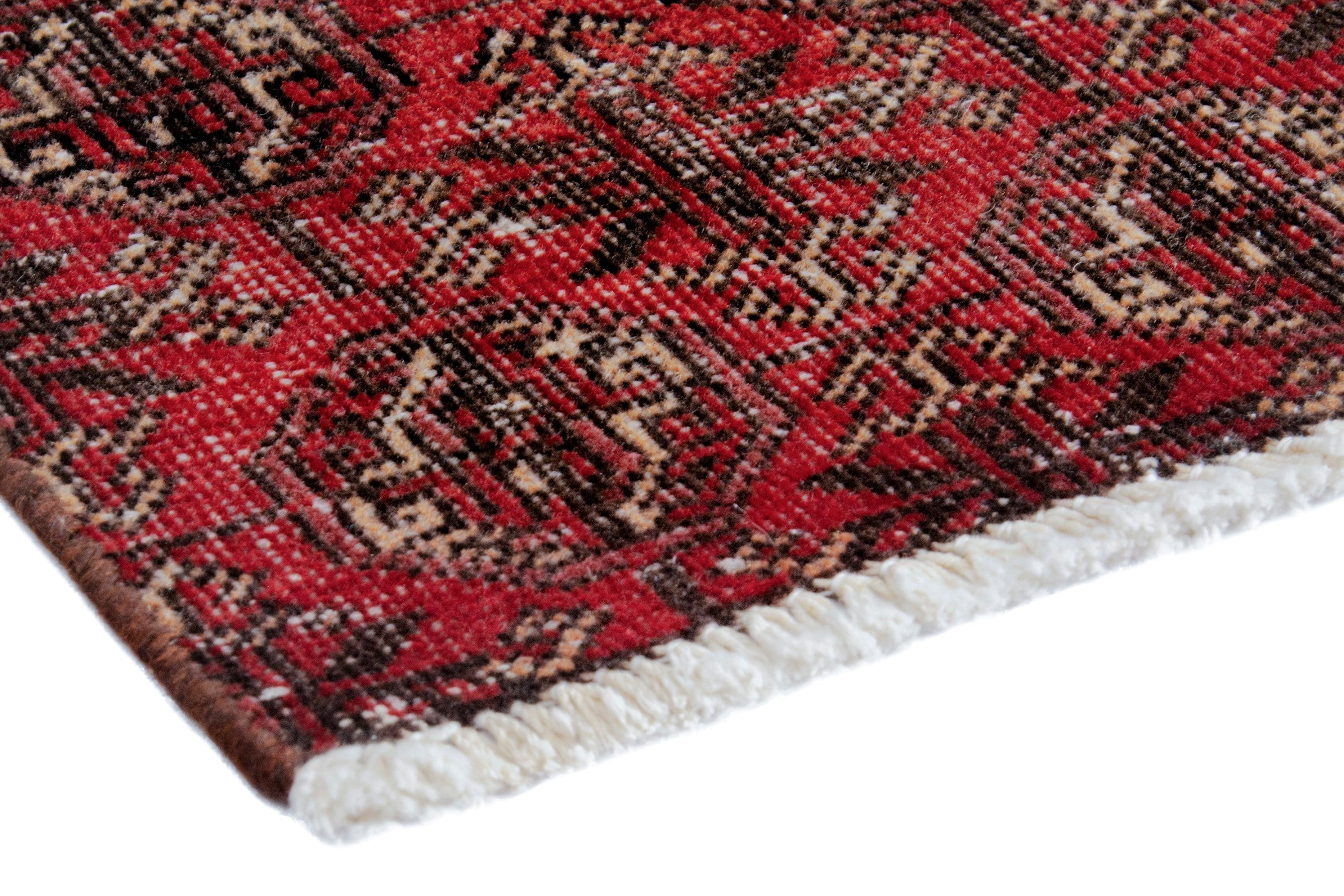 Persian Baluch accent rug in burgundy and faded red, view 5 of 18