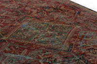 Turkish Anatolian accent rug in burgundy and navy, view 3 of 18