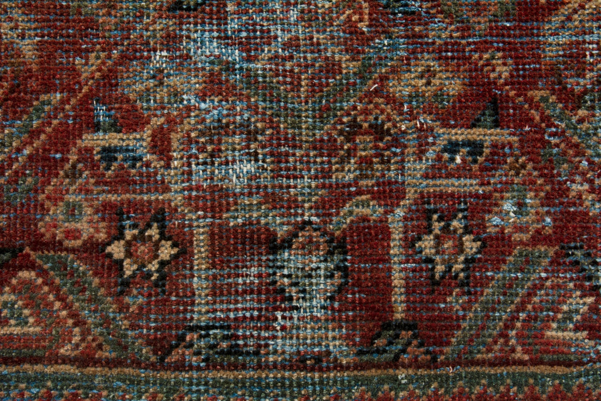 Turkish Anatolian accent rug in burgundy and navy, view 4 of 18