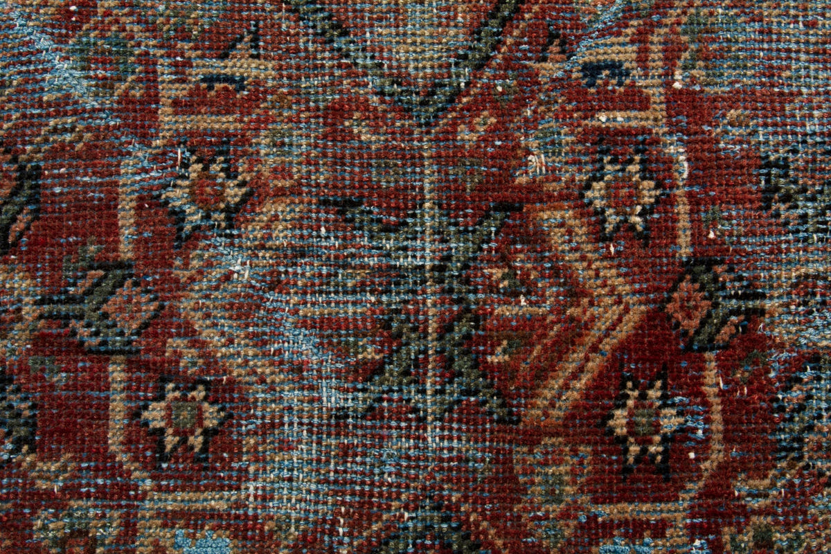 Turkish Anatolian accent rug in burgundy and navy, view 5 of 18