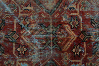 Turkish Anatolian accent rug in burgundy and navy, view 5 of 18
