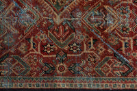 Turkish Anatolian accent rug in burgundy and navy, view 6 of 18
