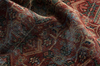 Turkish Anatolian accent rug in burgundy and navy, view 8 of 18