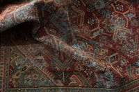 Turkish Anatolian accent rug in burgundy and navy, view 9 of 18