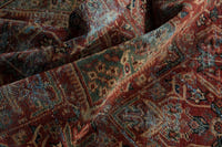 Turkish Anatolian accent rug in burgundy and navy, view 10 of 18