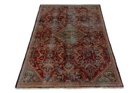 Turkish Anatolian accent rug in burgundy and navy, view 12 of 18