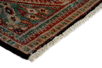 Turkish Anatolian accent rug in burgundy and navy, view 15 of 18