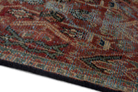Turkish Anatolian accent rug in burgundy and navy, view 17 of 18