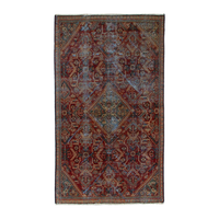 Turkish Anatolian accent rug in burgundy and navy, 3'5" x 5'7"