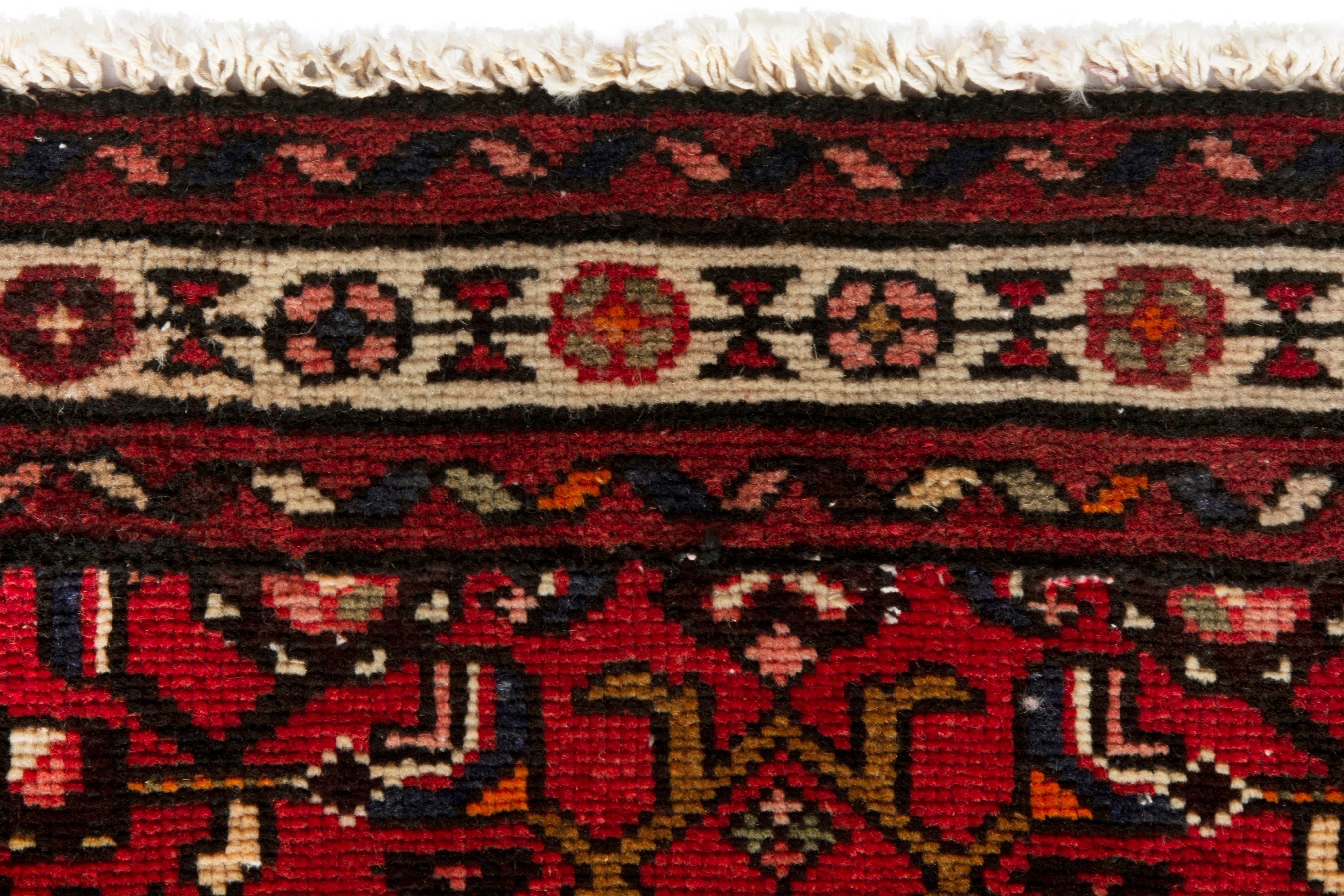 Persian Hamedan runner rug in deep red and ivory, view 13 of 18