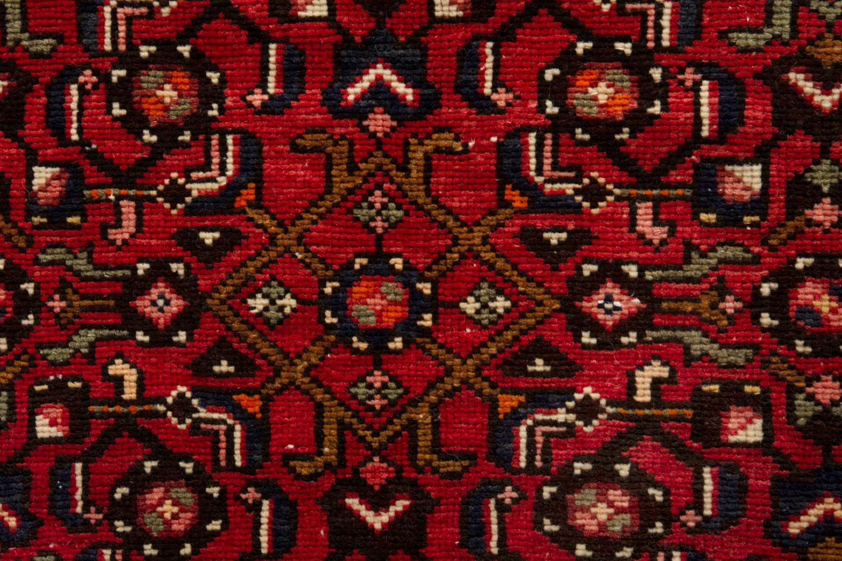 Persian Hamedan runner rug in deep red and ivory, view 14 of 18