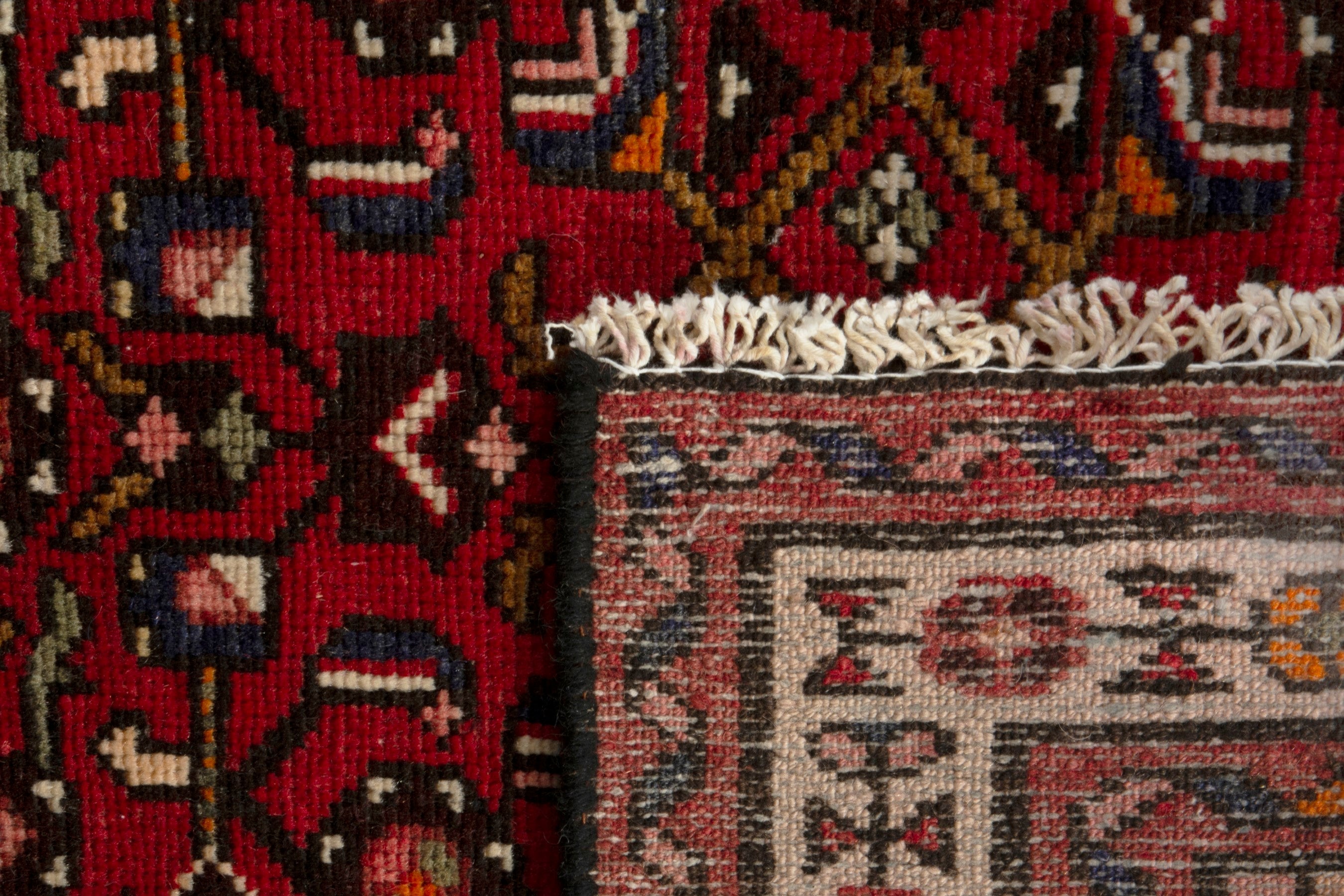 Persian Hamedan runner rug in deep red and ivory, view 18 of 18