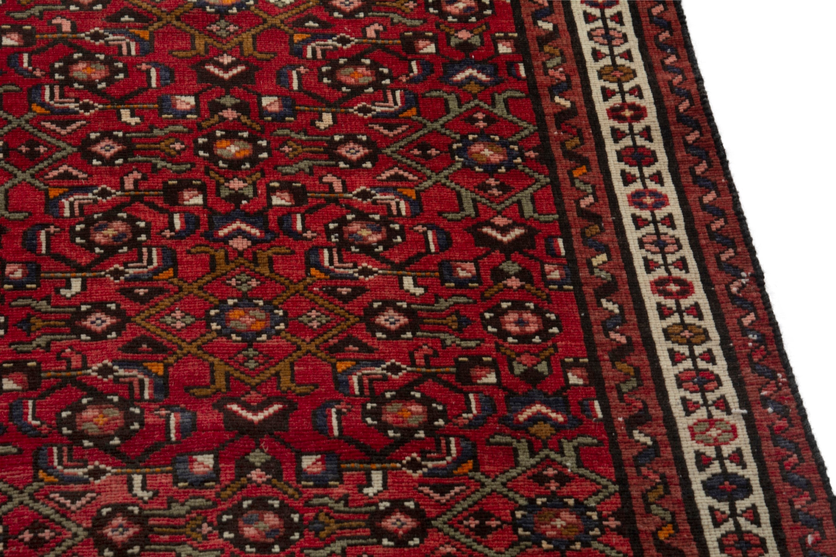 Persian Hamedan runner rug in deep red and ivory, view 6 of 18