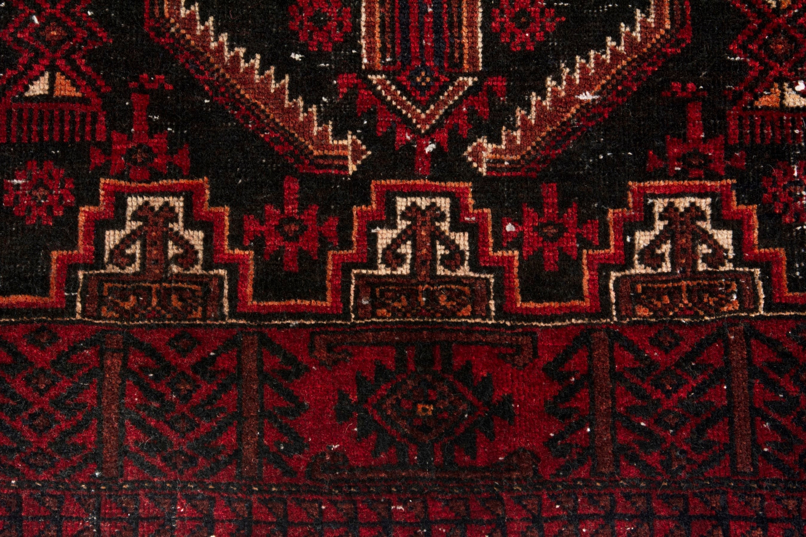 Persian Baluch runner rug in burgundy and deep red, view 11 of 19