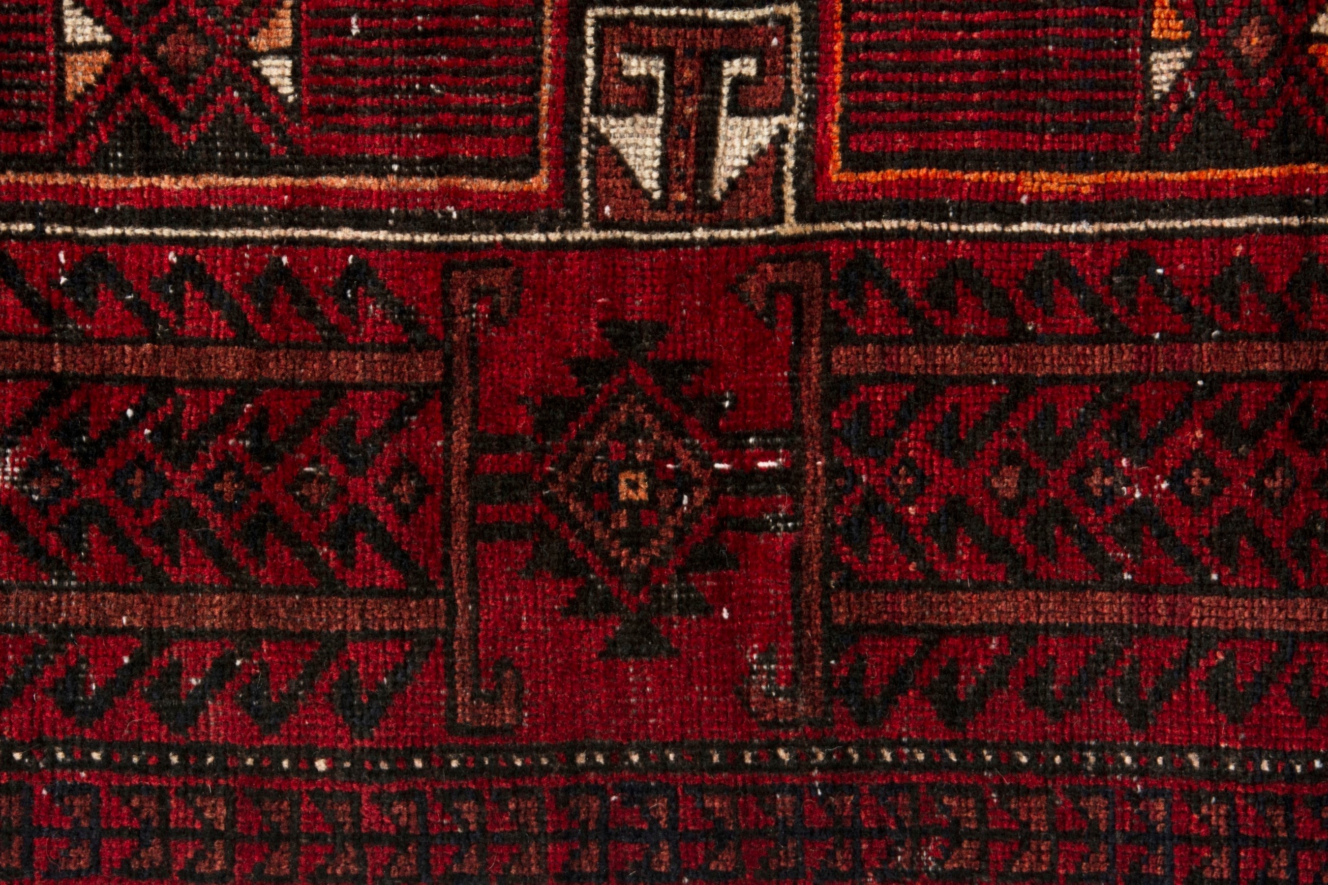 Persian Baluch runner rug in burgundy and deep red, view 15 of 19