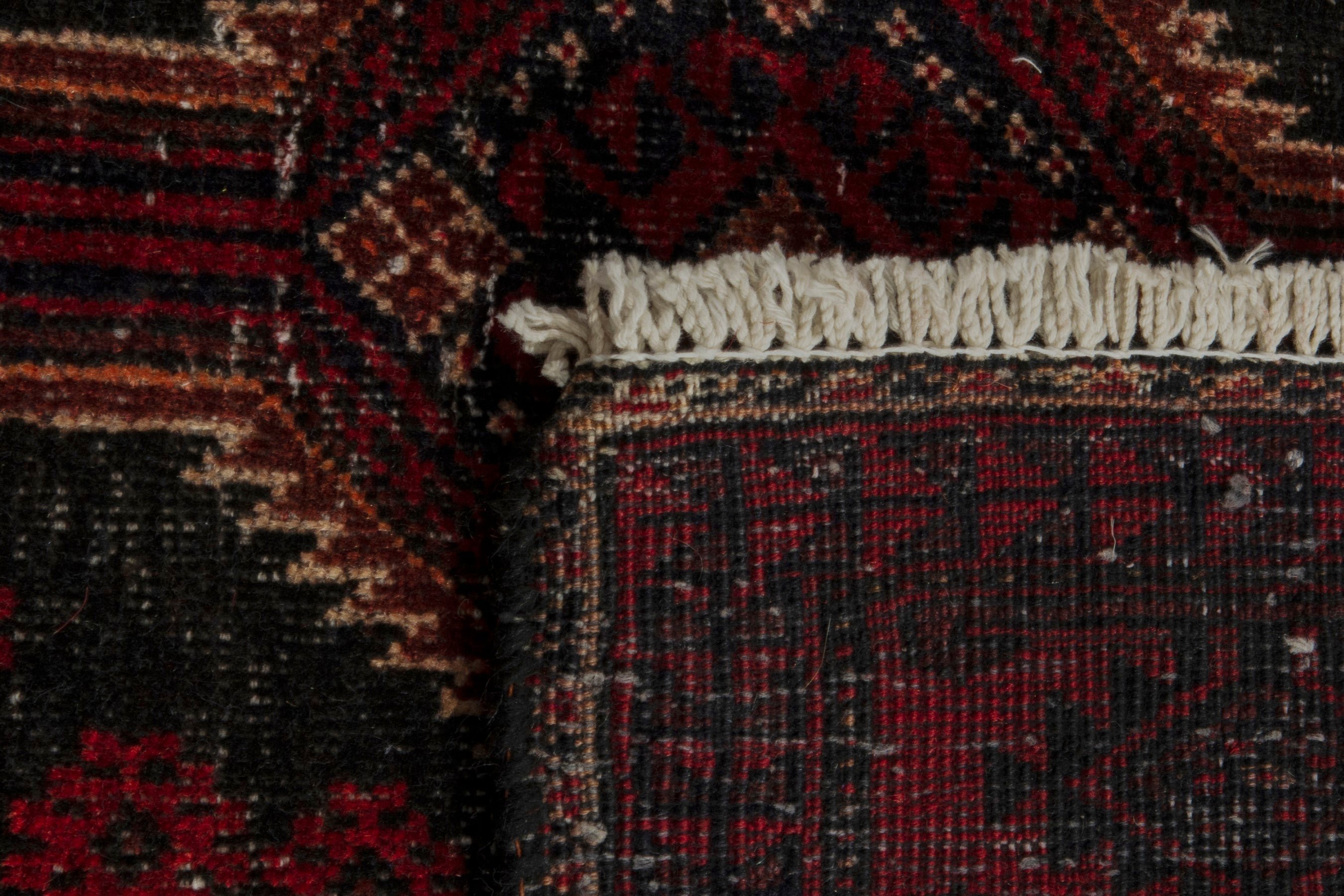 Persian Baluch runner rug in burgundy and deep red, view 19 of 19