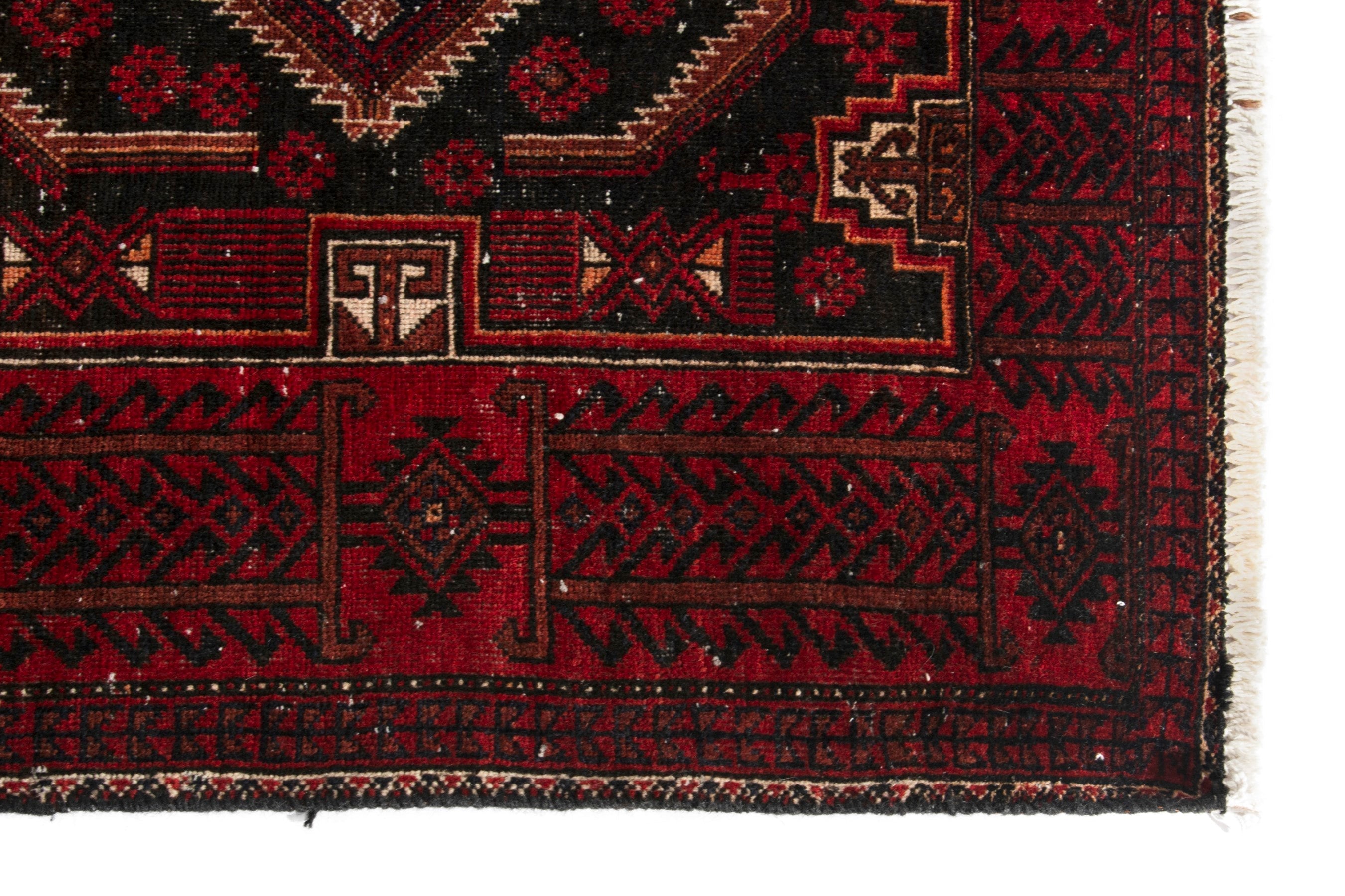Persian Baluch runner rug in burgundy and deep red, view 10 of 19