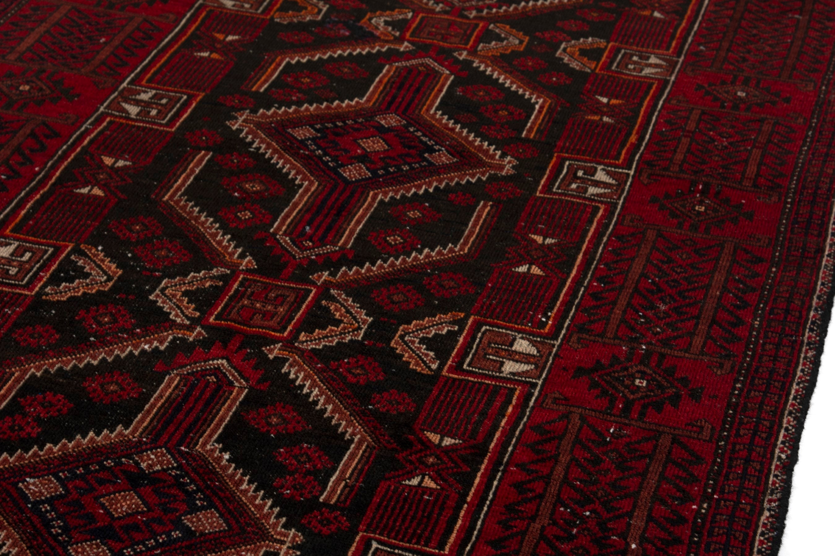 Persian Baluch runner rug in burgundy and deep red, view 8 of 19