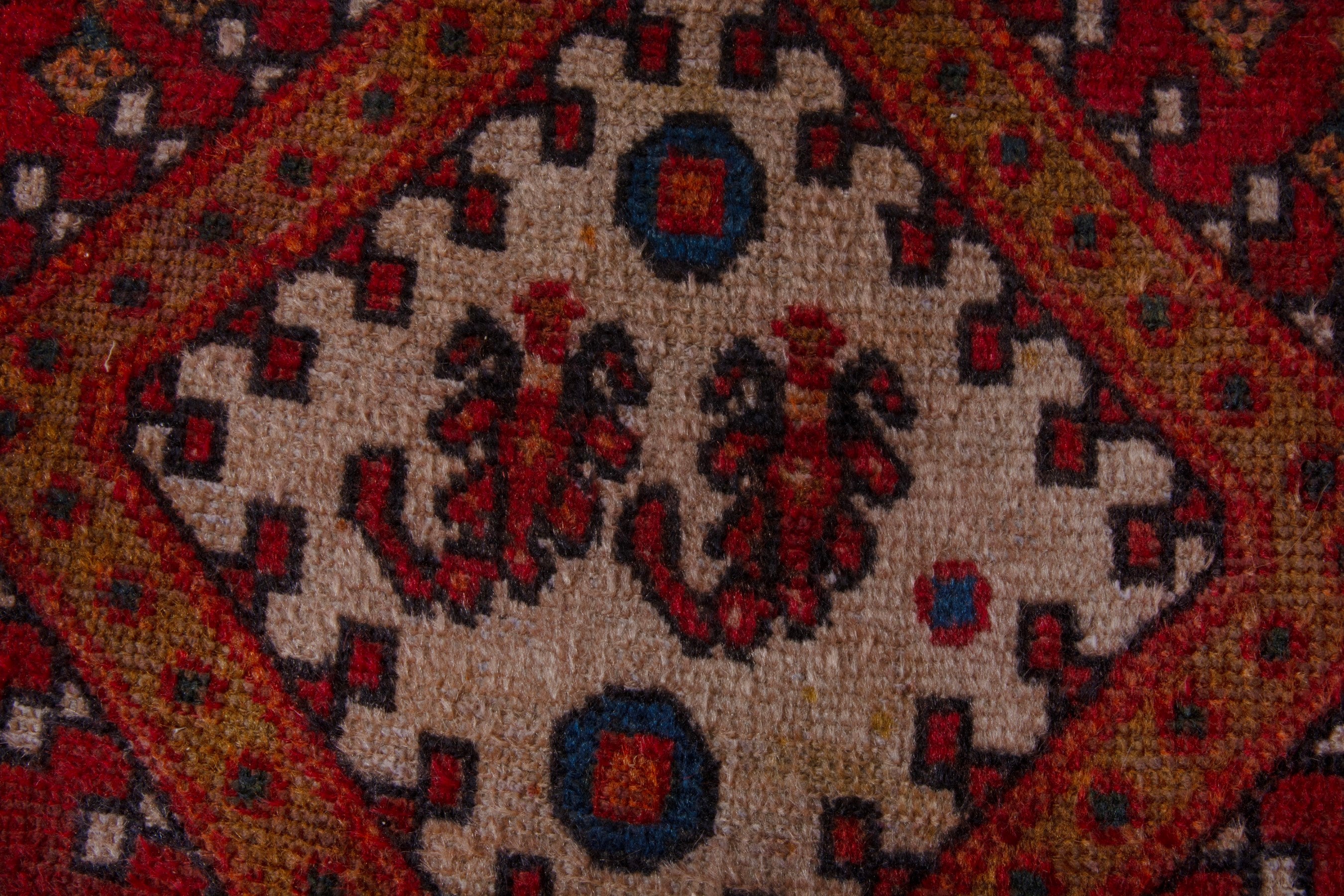 Persian Botteh accent rug in deep red and dark blue, view 12 of 21