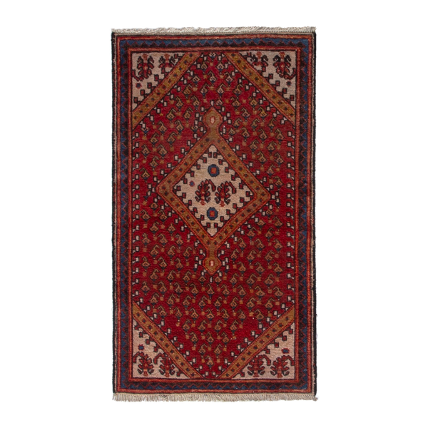 Persian Botteh accent rug in deep red and dark blue, 2'4" x 4'3"