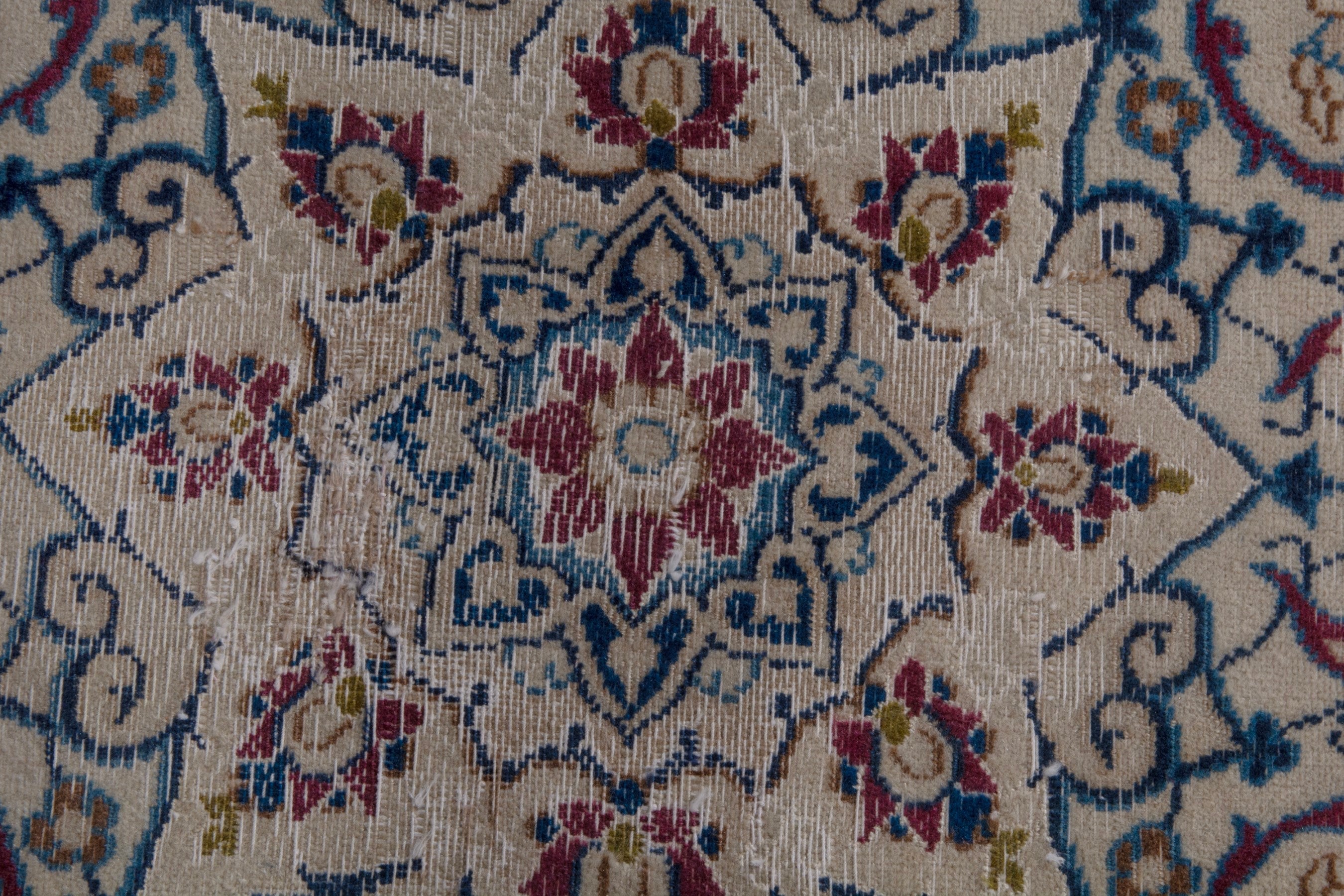 Persian Nain accent rug in cream and navy, view 12 of 18