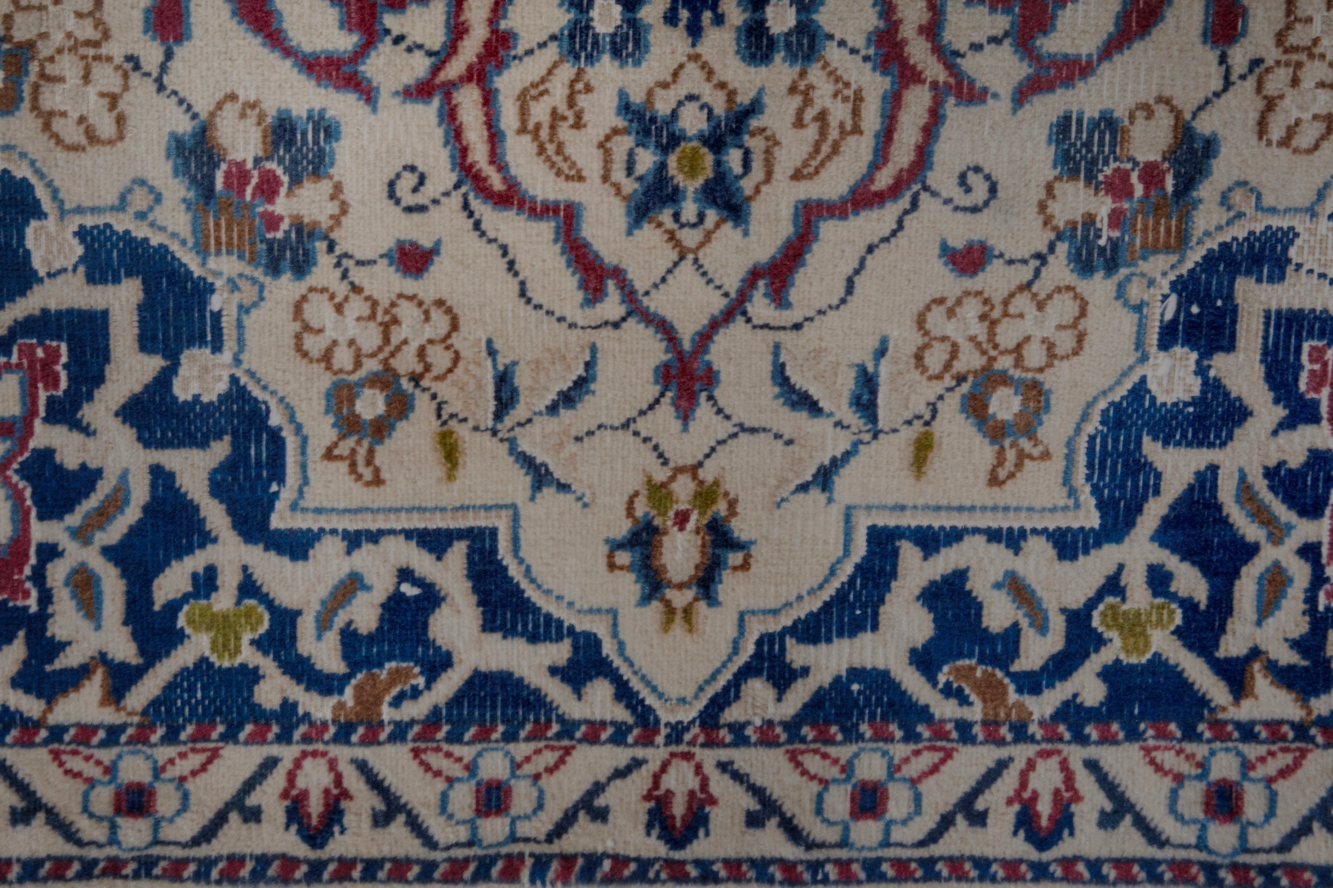 Persian Nain accent rug in cream and navy, view 13 of 18