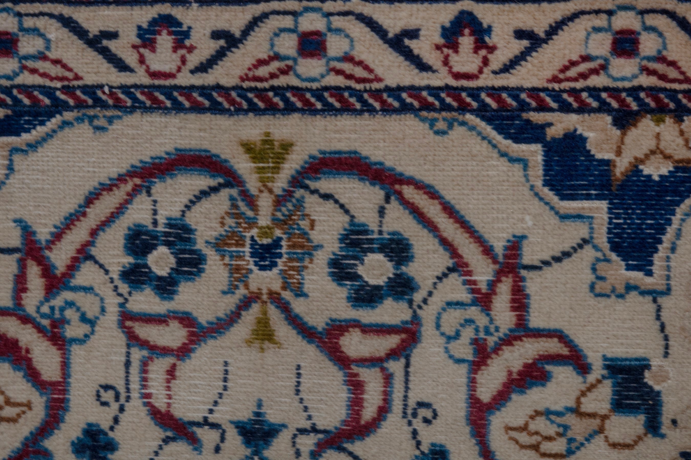 Persian Nain accent rug in cream and navy, view 14 of 18