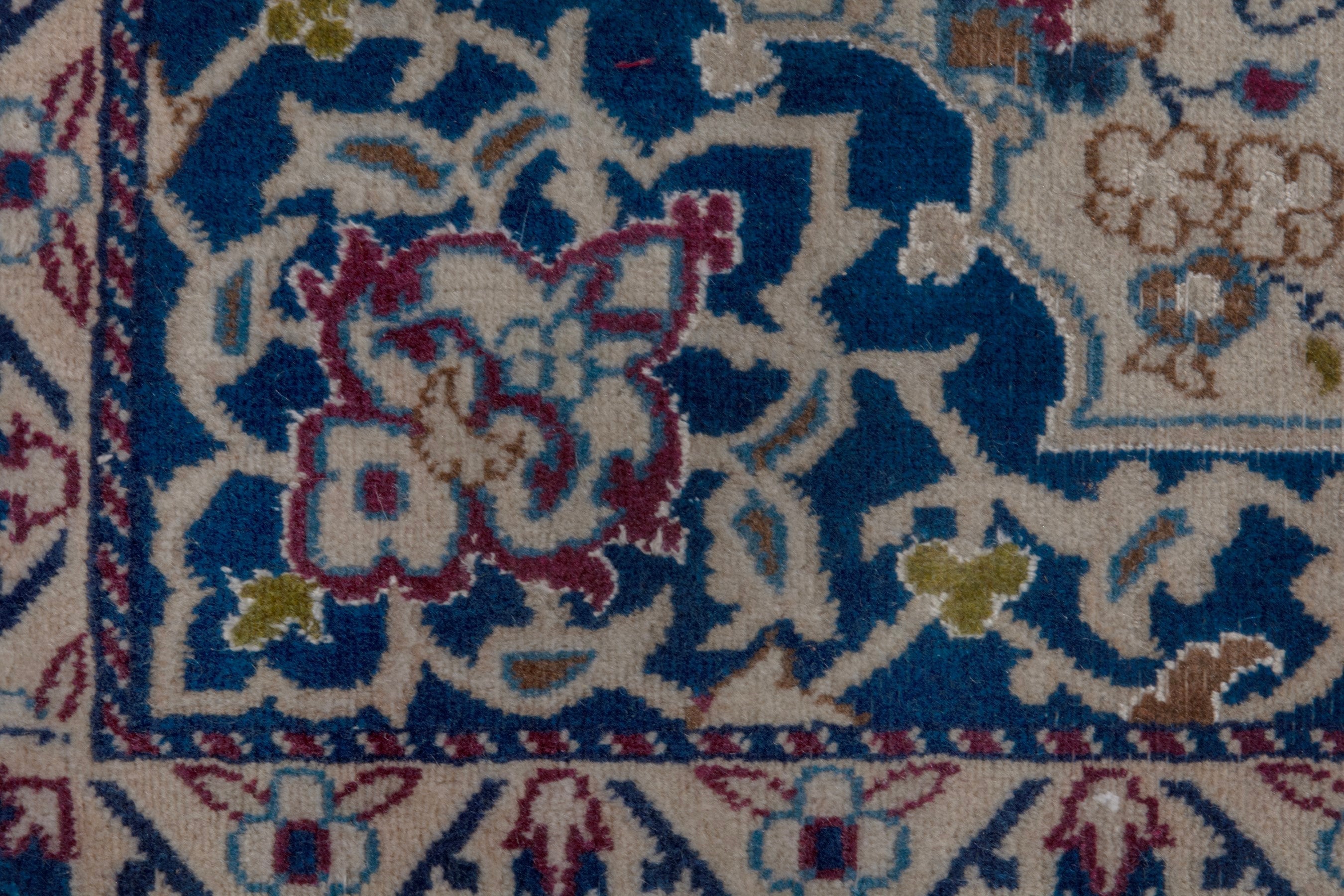 Persian Nain accent rug in cream and navy, view 15 of 18