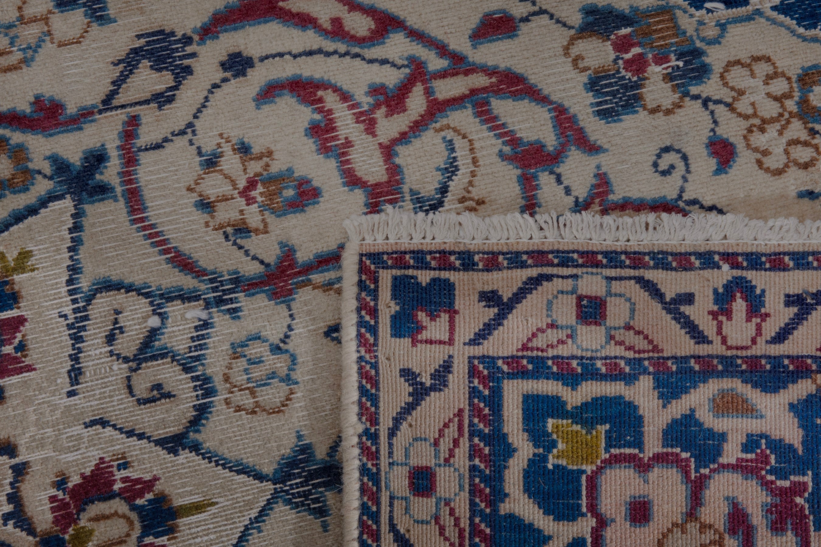 Persian Nain accent rug in cream and navy, view 18 of 18