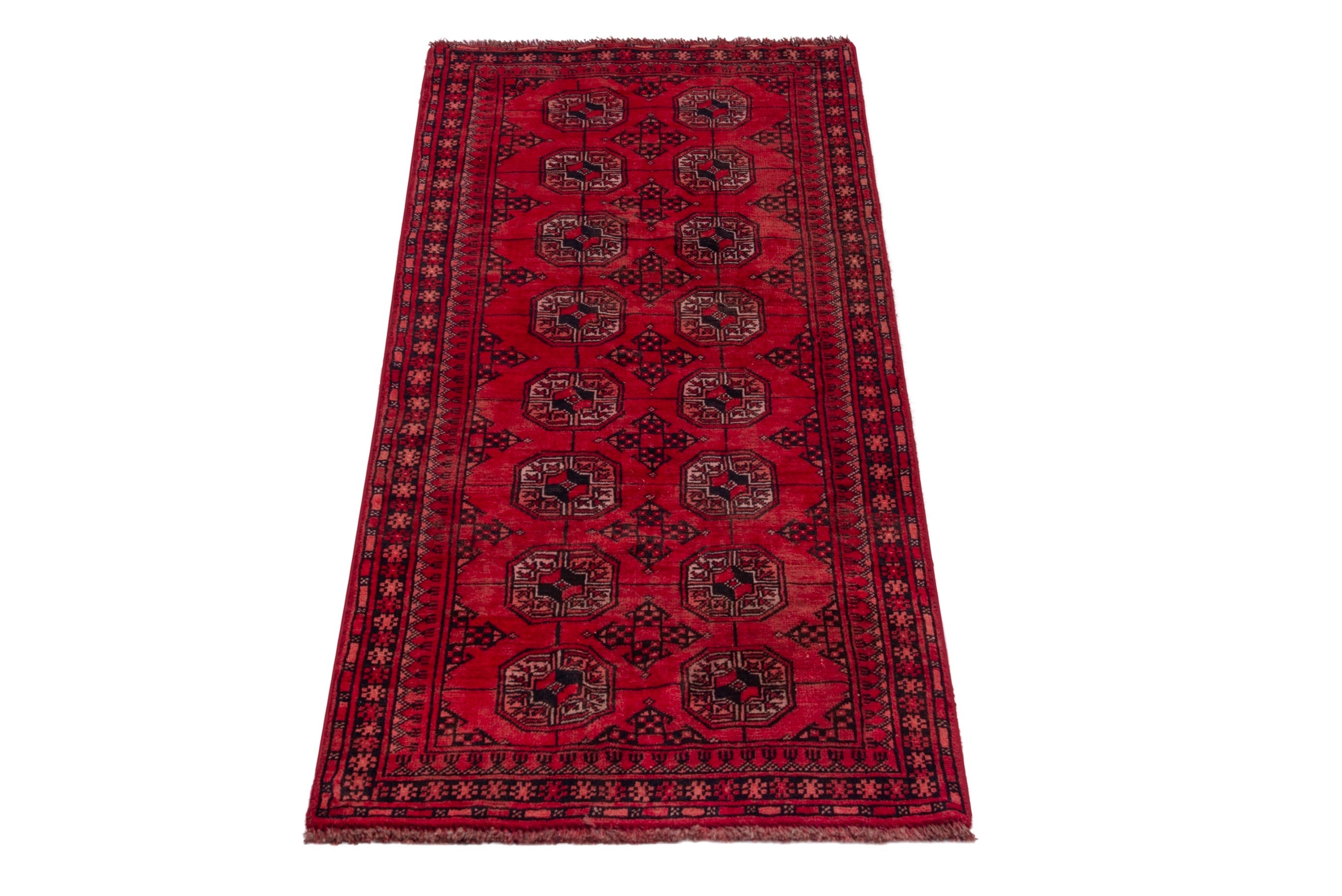 Persian Baluch rug in deep red and faded red, view 2 of 18