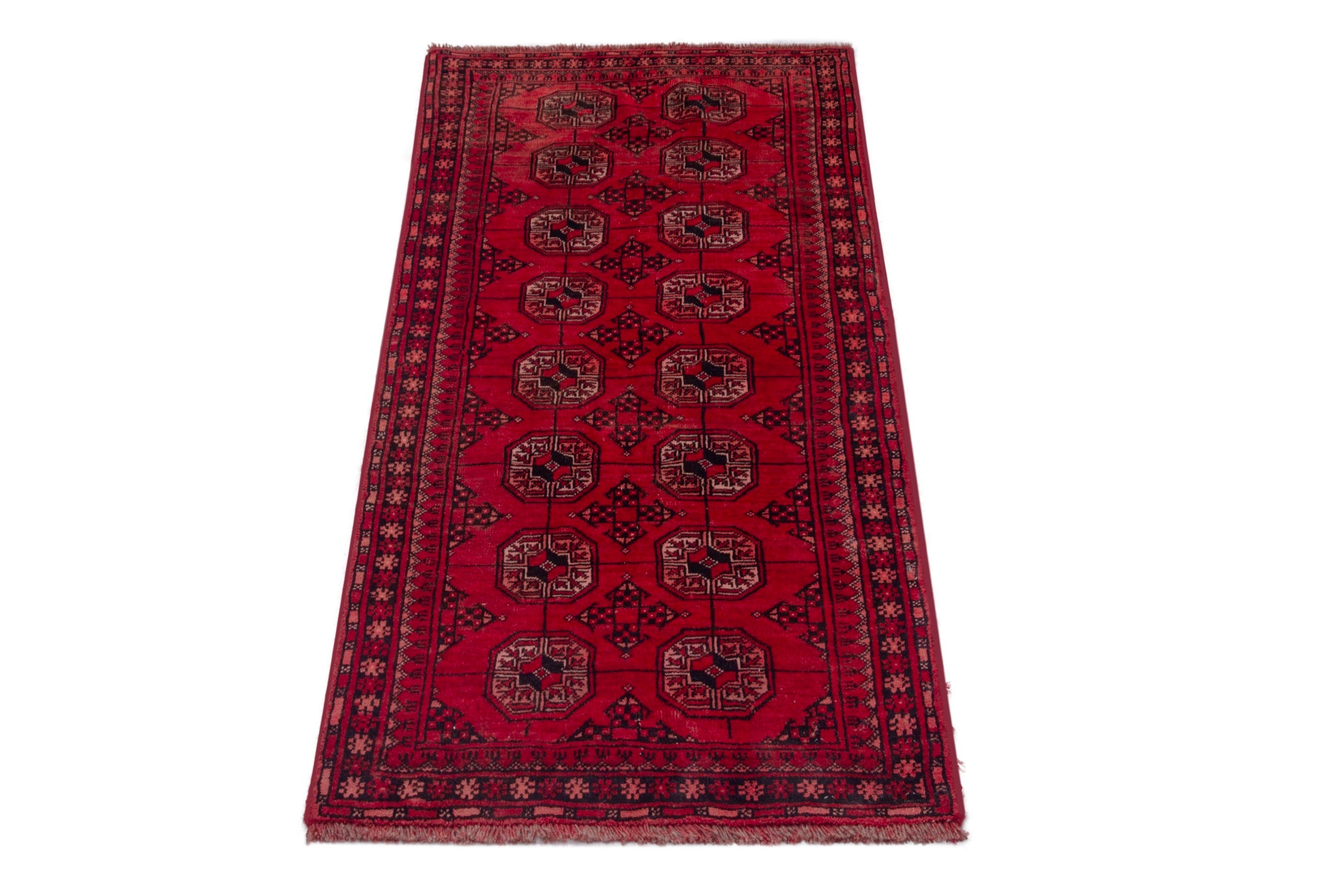 Persian Baluch rug in deep red and faded red, view 3 of 18