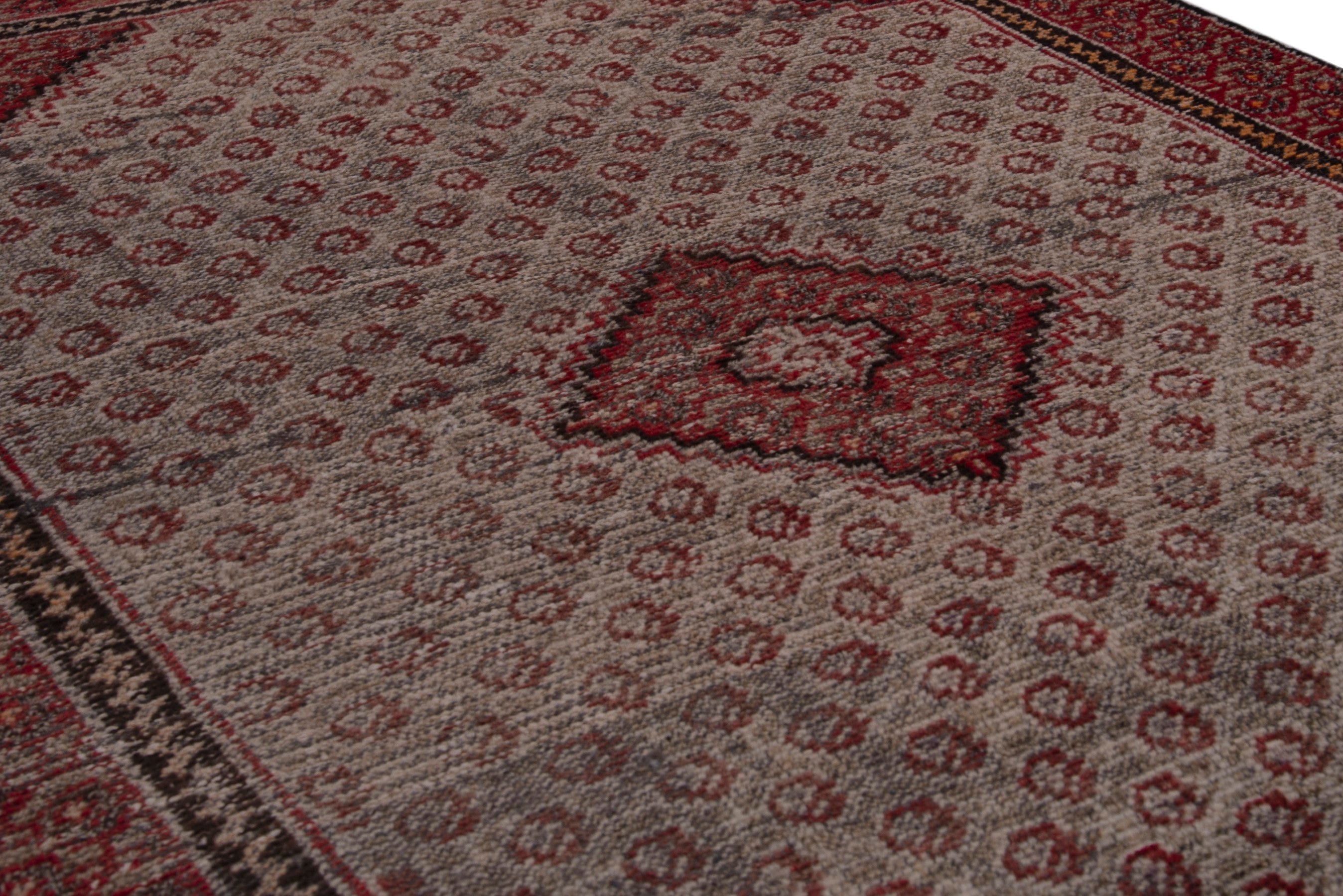 Persian Ferdos accent rug in cream and burgundy, view 7 of 18