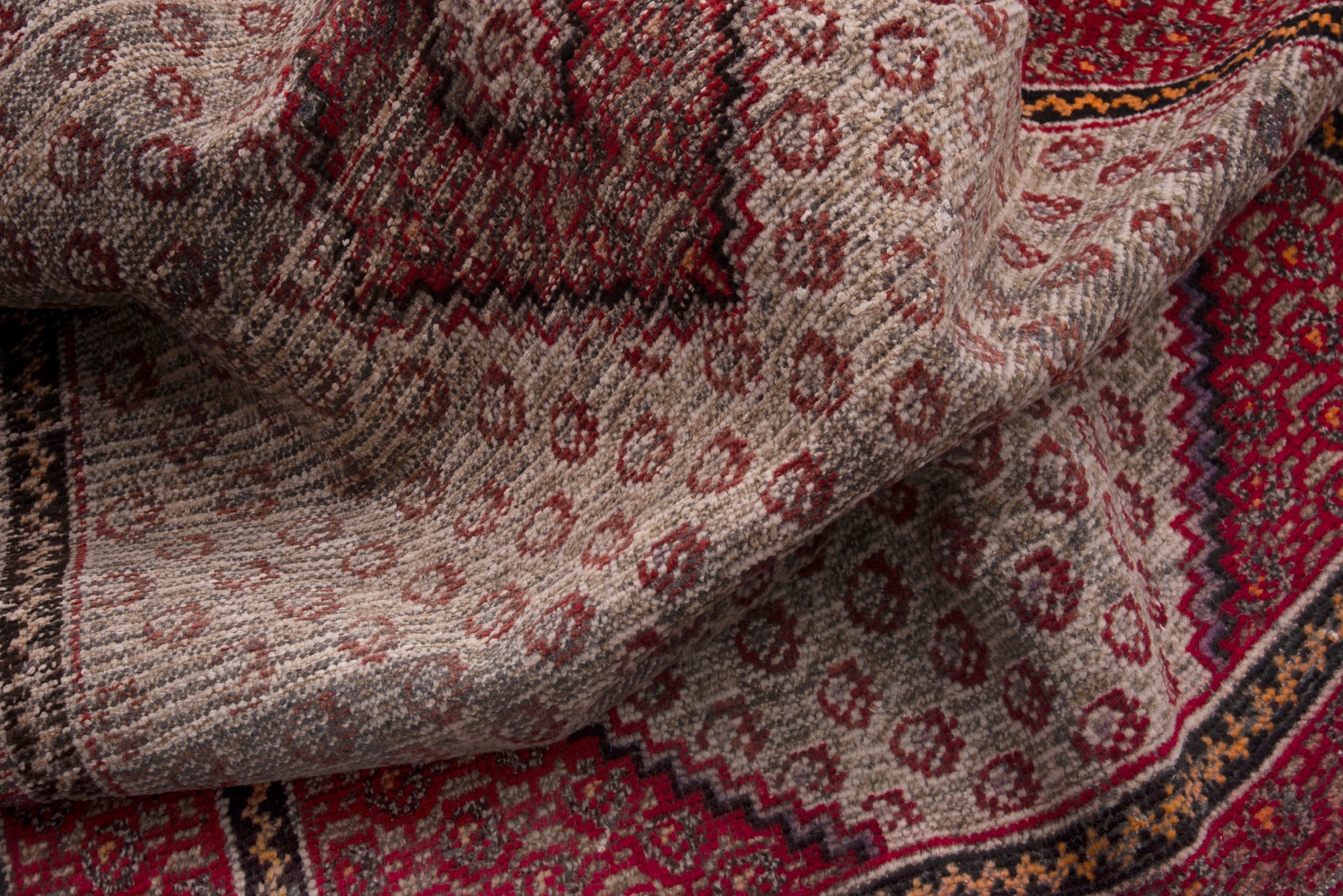 Persian Ferdos accent rug in cream and burgundy, view 17 of 18