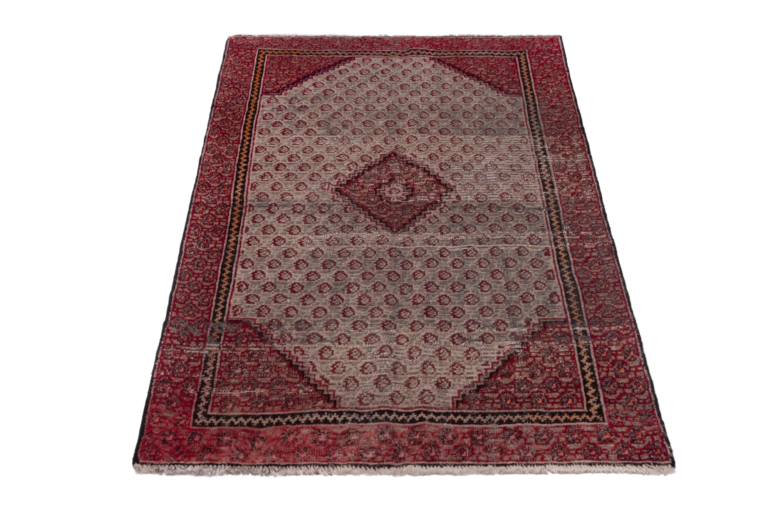 Persian Ferdos accent rug in cream and burgundy, view 3 of 18