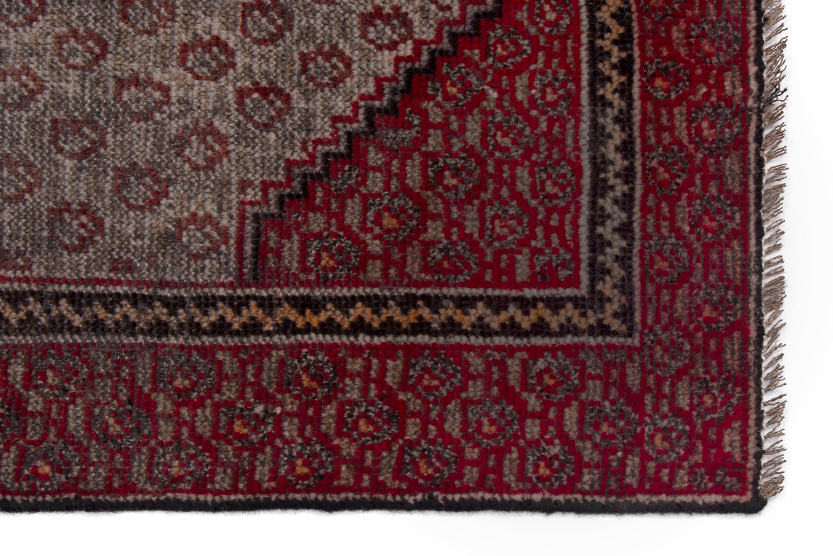 Persian Ferdos accent rug in cream and burgundy, view 10 of 18